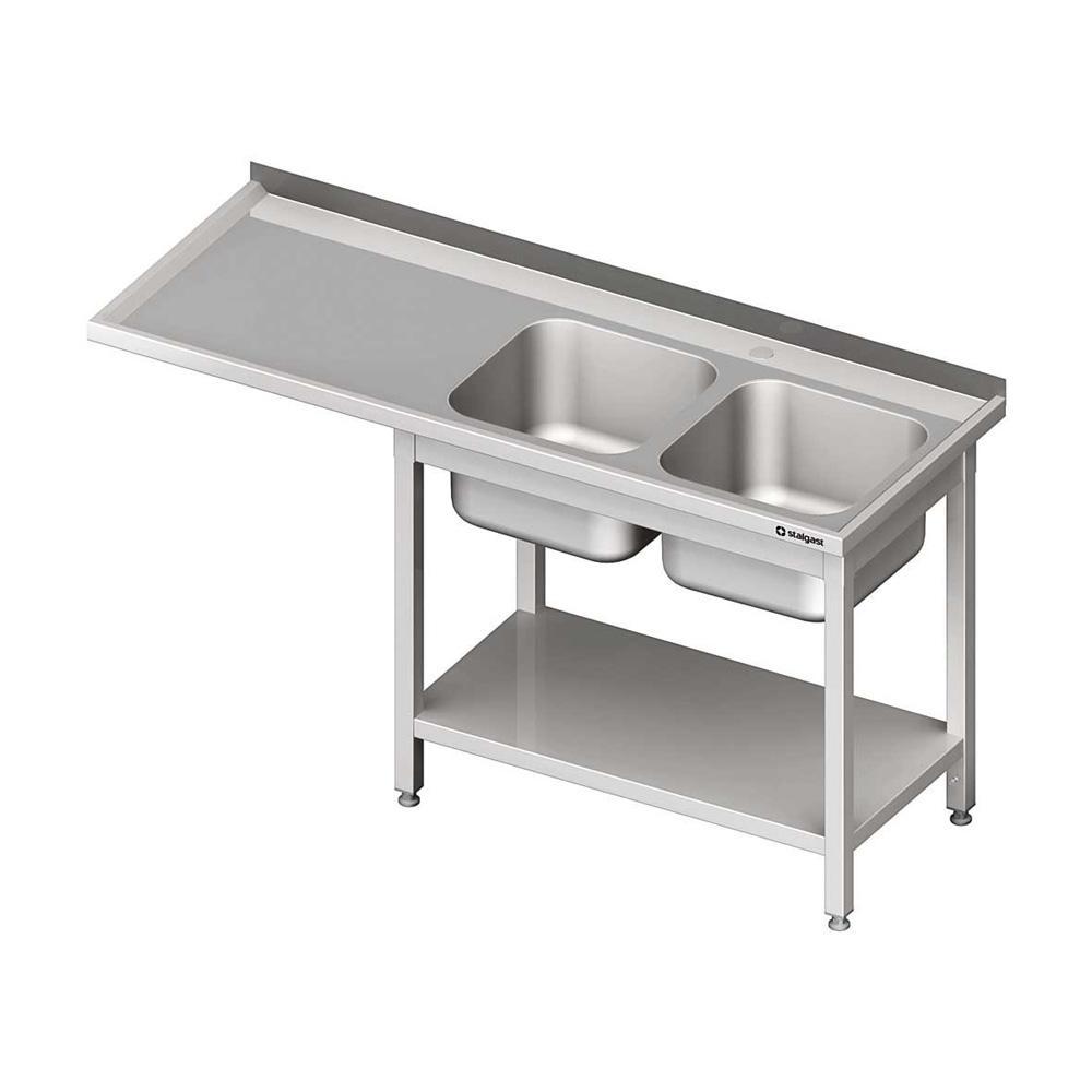 Umývací stôl s dvojdrezom pre podstolovú umývačku - Ľavý - 2200x700x900 mm