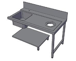 Predumývací dvoj-stôl k umývačke Fagor - s drezom a otvorom, ľavý