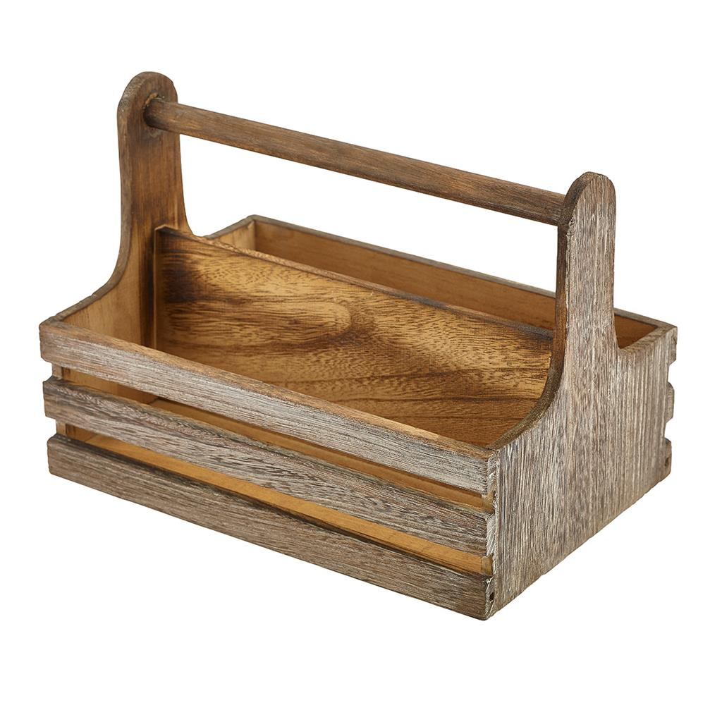 RUSTIC WOODEN TABLE CADDY 24,5 X 16,5 X 18 CM