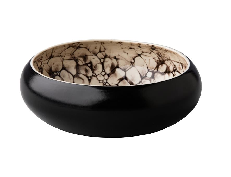 DEEP BOWL BUBBLE BLACK SATIN 19 X 6,5 CM