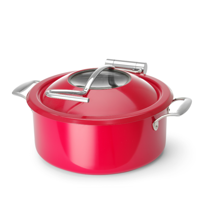 round induction chafing dish - red, 420x365mm
