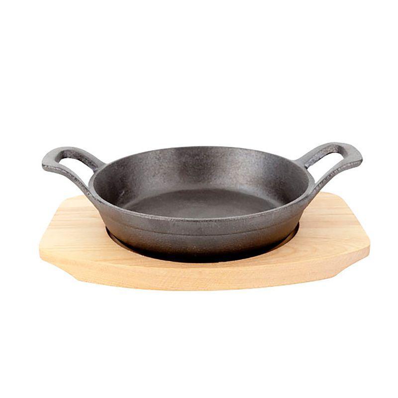 Cast iron dish with a wooden base, 155mm