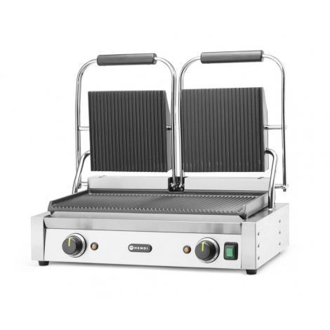 Dvojitý kontaktný gril Drážkovaná, HENDI, drážkovaný vrch a spodok, 230V/3600W, 570x395x(H)510mm