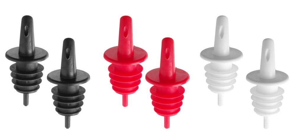 Set of 6 - EVA Free Flow Pourer (2x black, 2x clear, 2x orange)