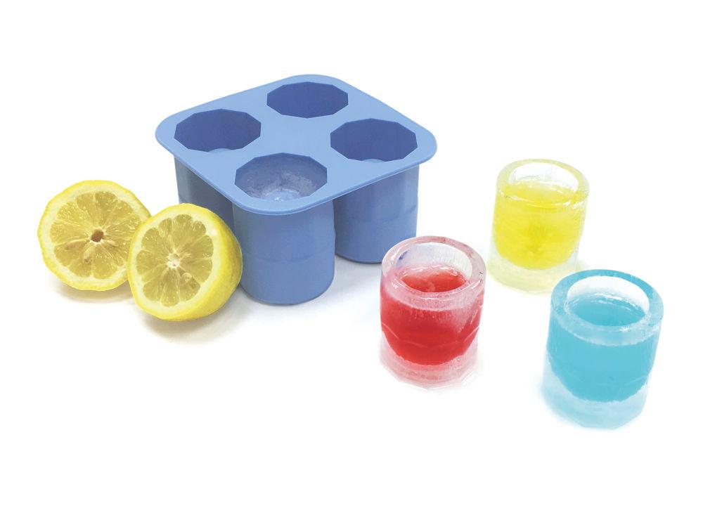 Silicone ice shot glass maker, 4 cavities, 122x122mm