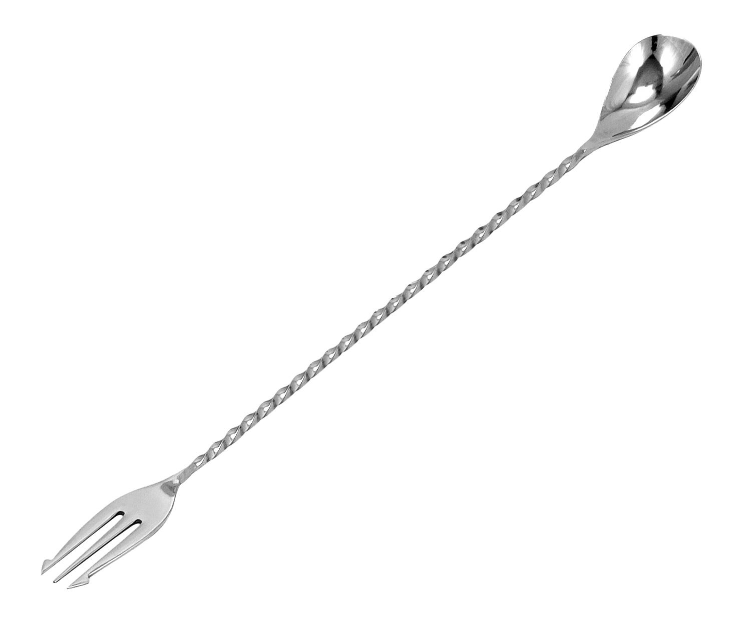 Classic bartending spoon with fork, 400mm