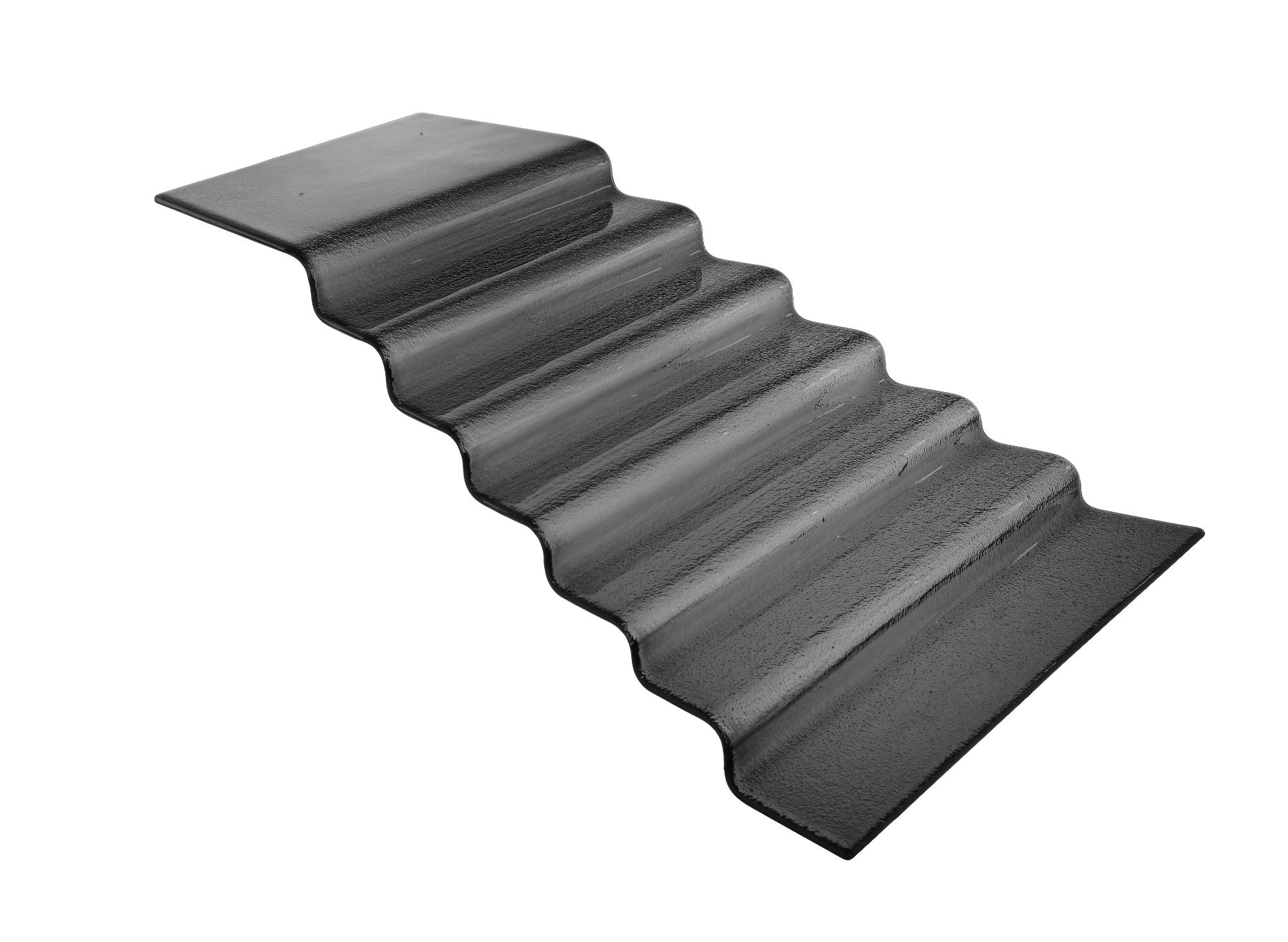 Vetro seven-step black glass buffet stairs, 680x(H)200mm