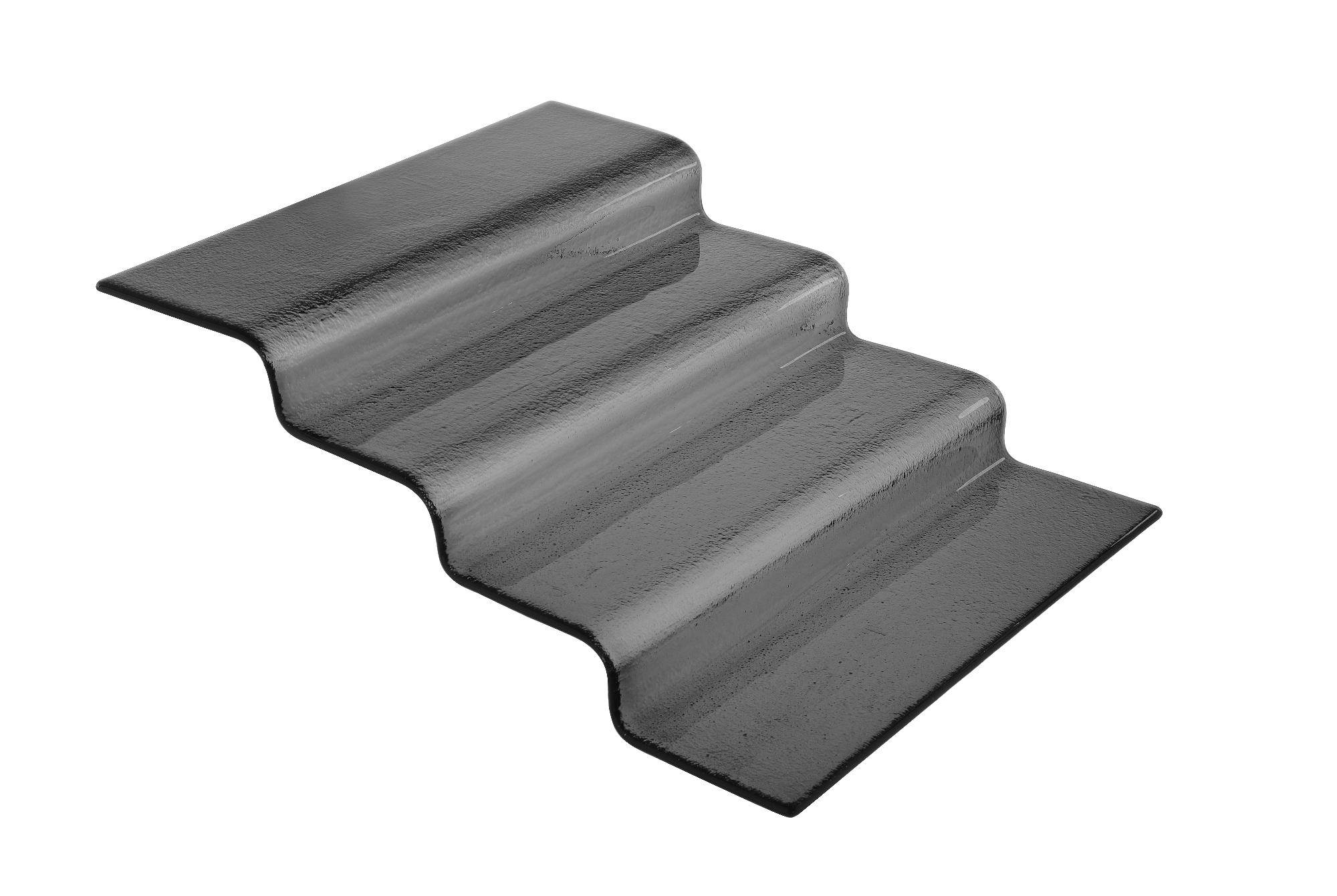 Vetro four-step black glass buffet stairs, 400x350x(H)125mm