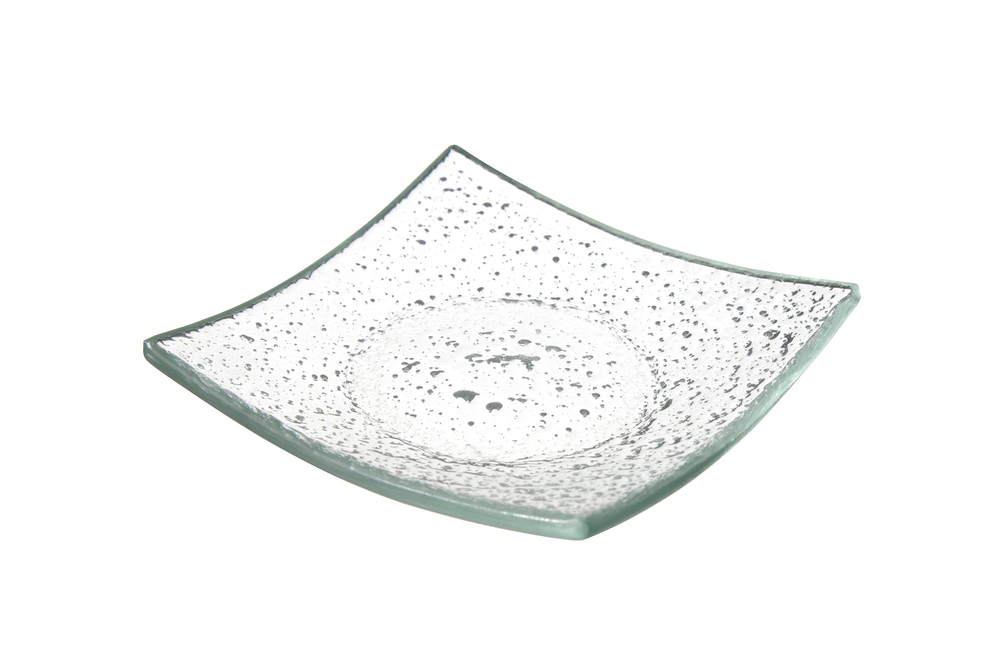 Vetro fingerfood square transparent glass dish, 80x80mm