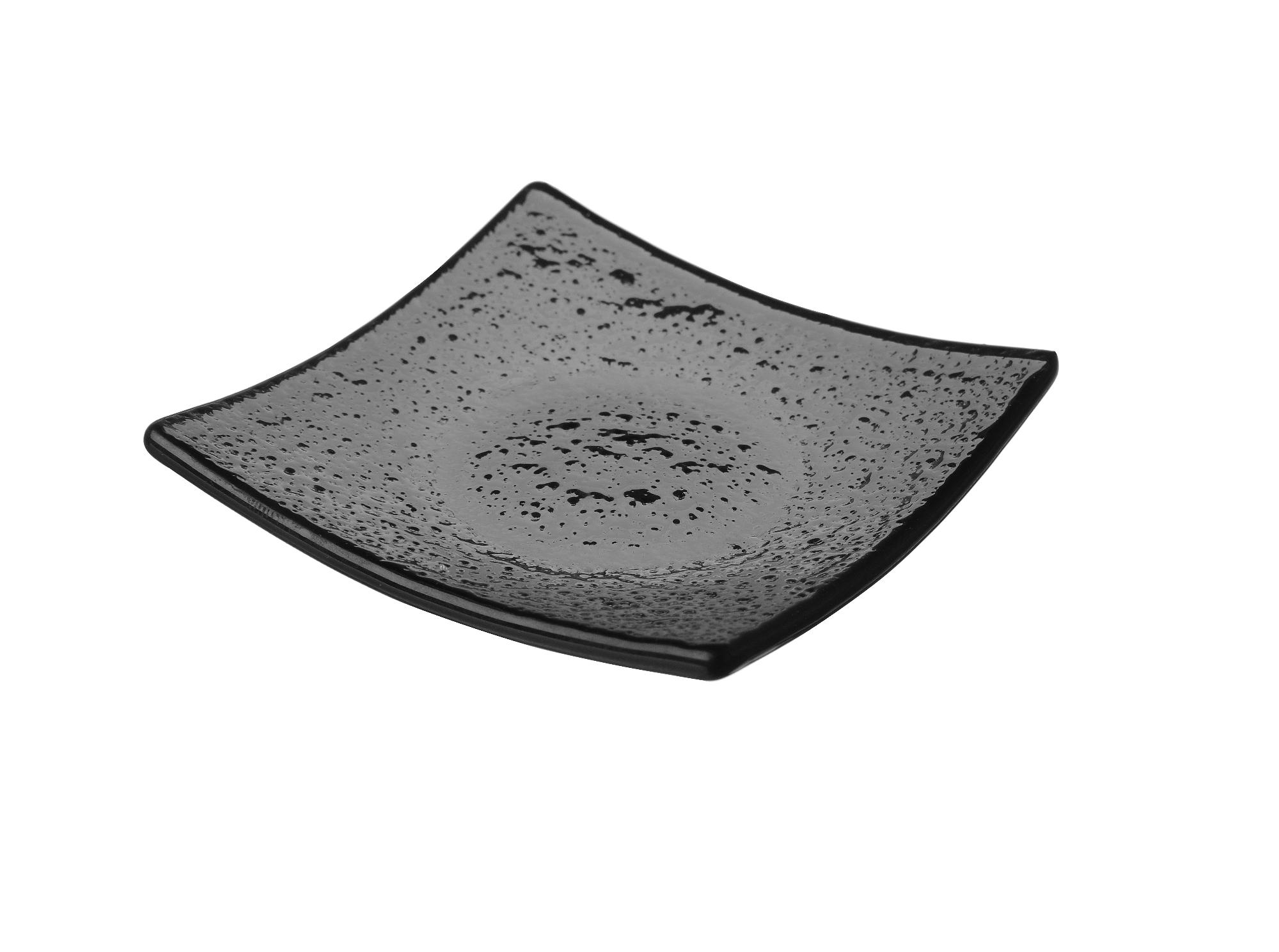 Vetro fingerfood square black glass dish, 80x80mm