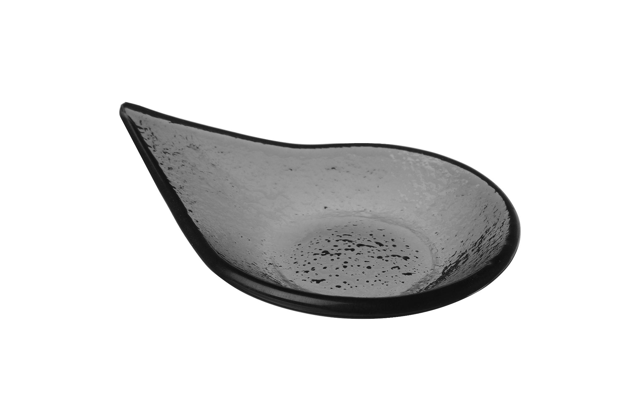 Vetro fingerfood rain drop black glass dish, 80x100mm