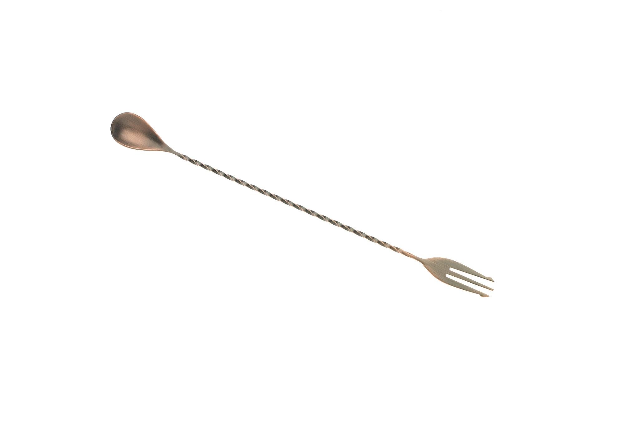 Bar Spoon with Fork End, Antique Copper, 315mm