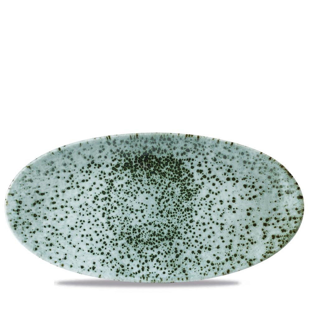 Mineral Green oval chefs plate, 299x150mm
