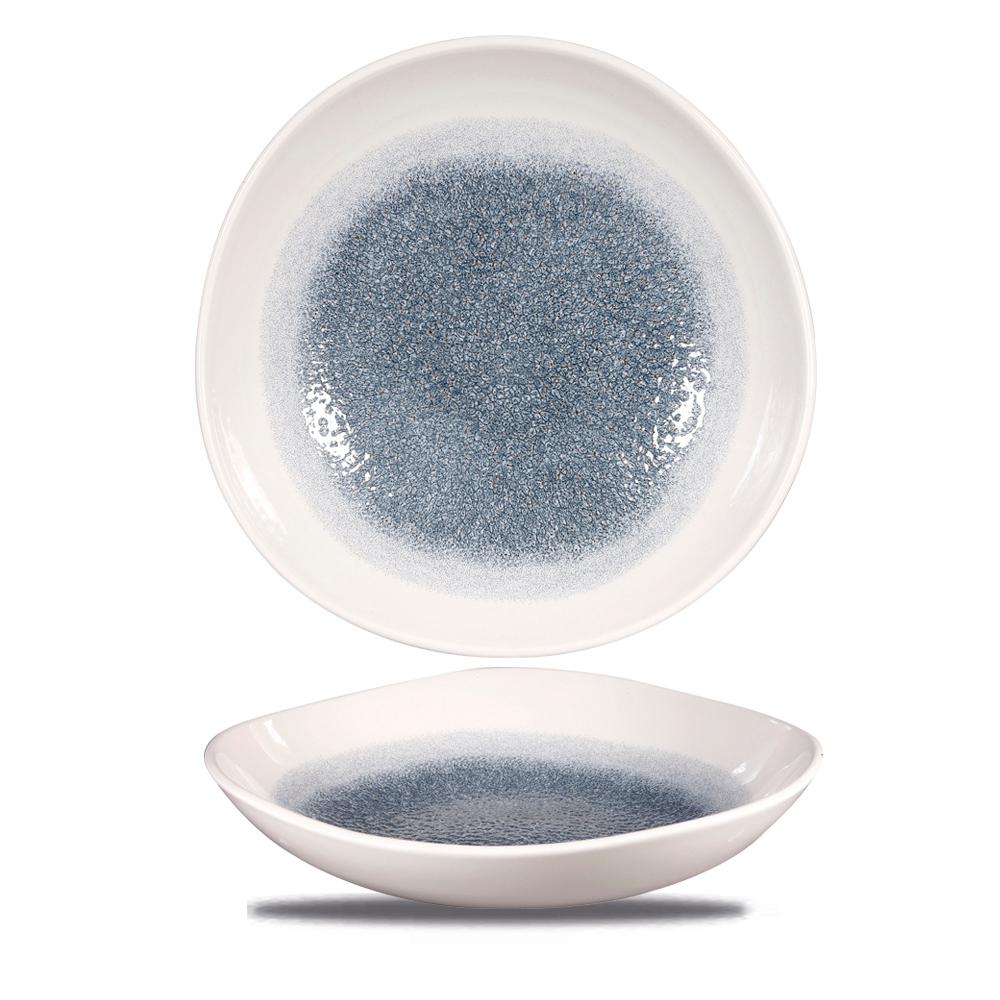 Raku Topaz Blue round trace bowl, 253mm