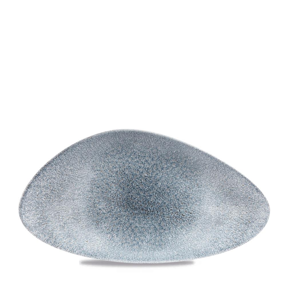 Raku Topaz Blue Triangle chefs plate, 265x205mm