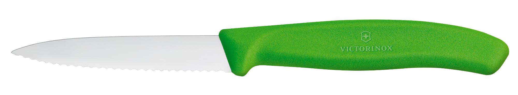 Swiss Classic vegetable knife, serrated, 80 mm - green