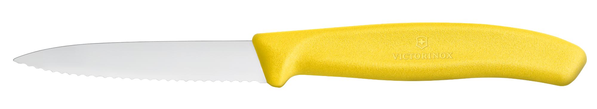 Swiss Classic vegetable knife, serrated, 80 mm - yellow