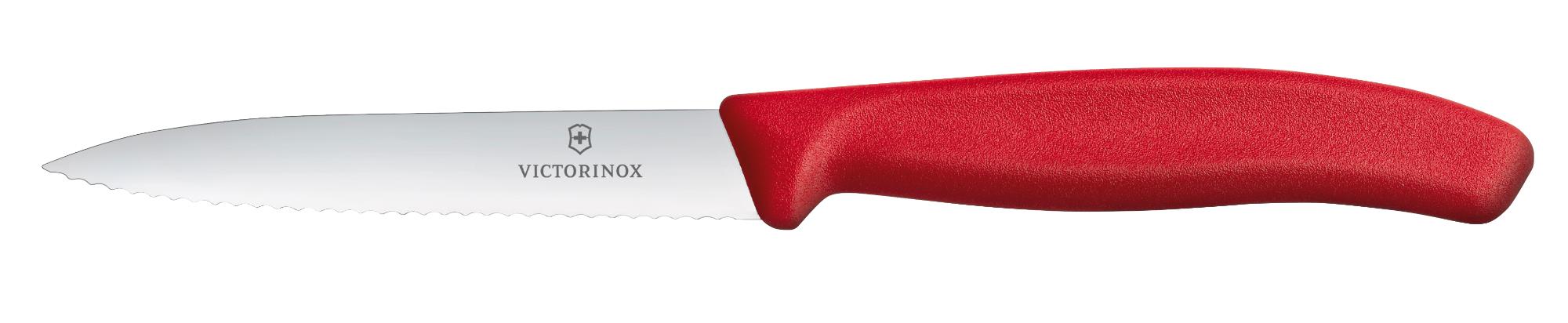 Swiss Classic vegetable knife, serrated, 100 mm - red