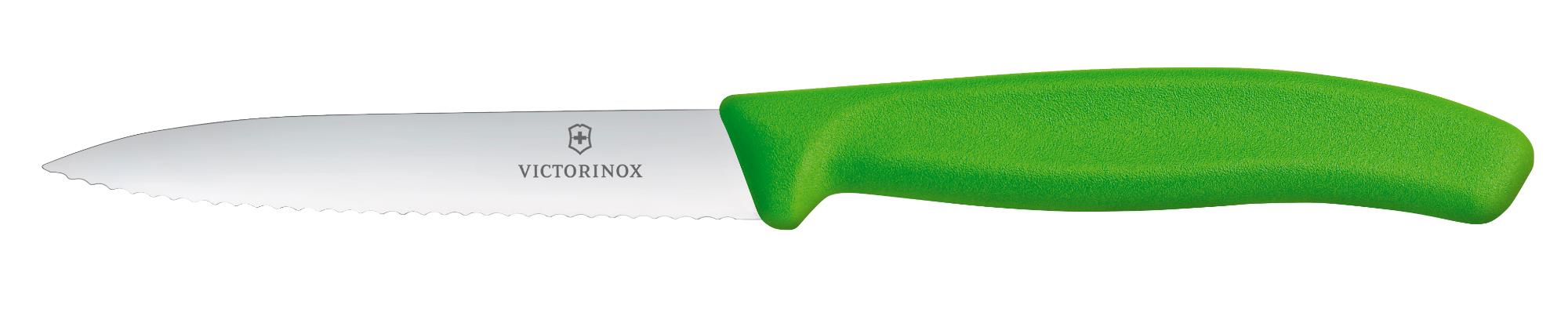 Swiss Classic vegetable knife, serrated, 100 mm - green
