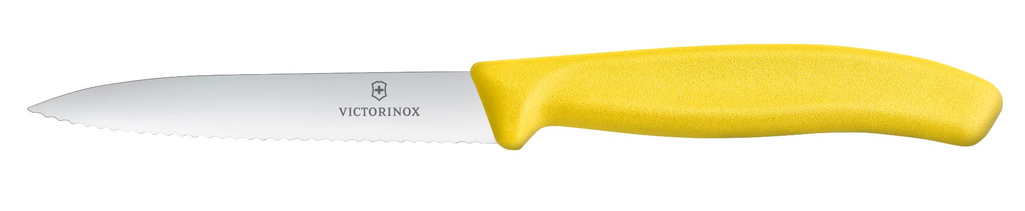 Swiss Classic vegetable knife, serrated, 100 mm - yellow