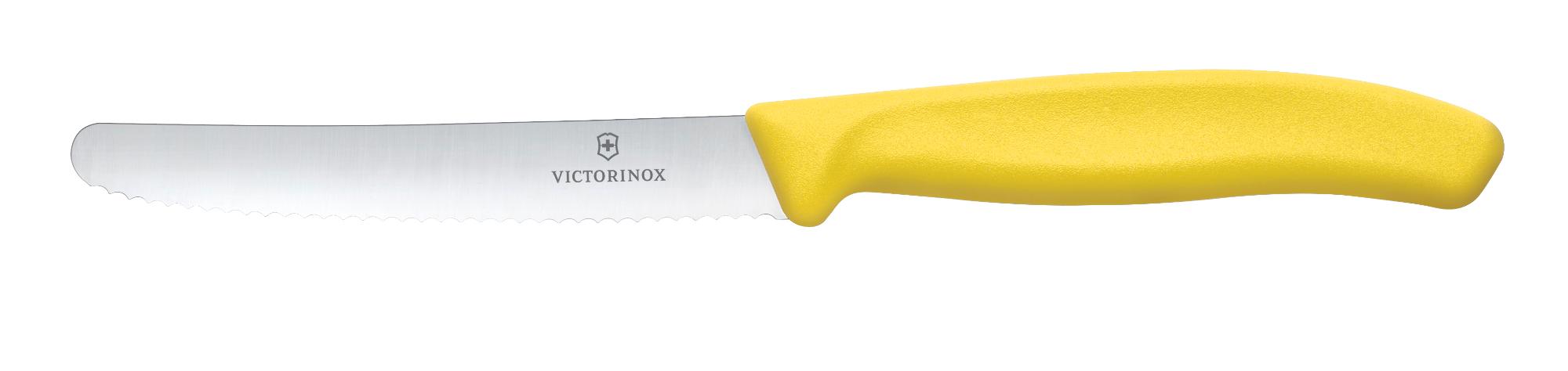 Swiss Classic tomato knife, rounded tip, serrated, 11 cm - yellow