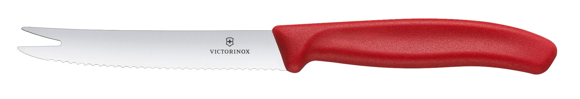 Swiss Classic cheese and sausage knife, serrated blade, 110 mm - red