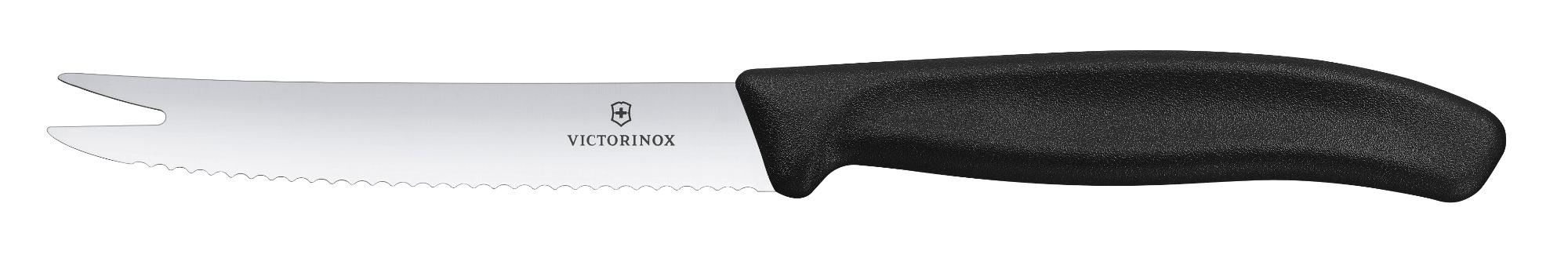 Swiss Classic cheese and sausageknife, serrated blade, 110 mm - black
