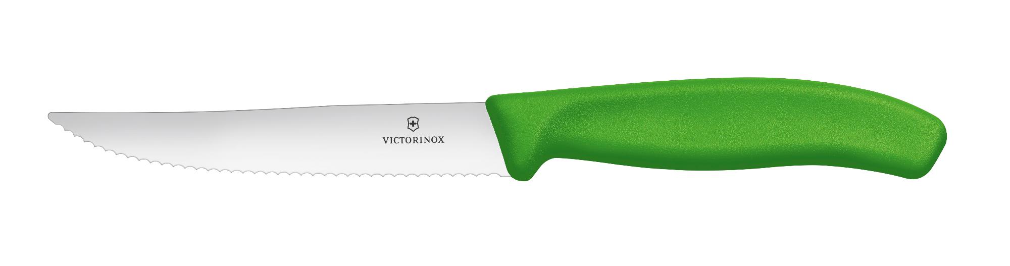 Swiss Classic steak/pizza knife, serrated, sharp point - green