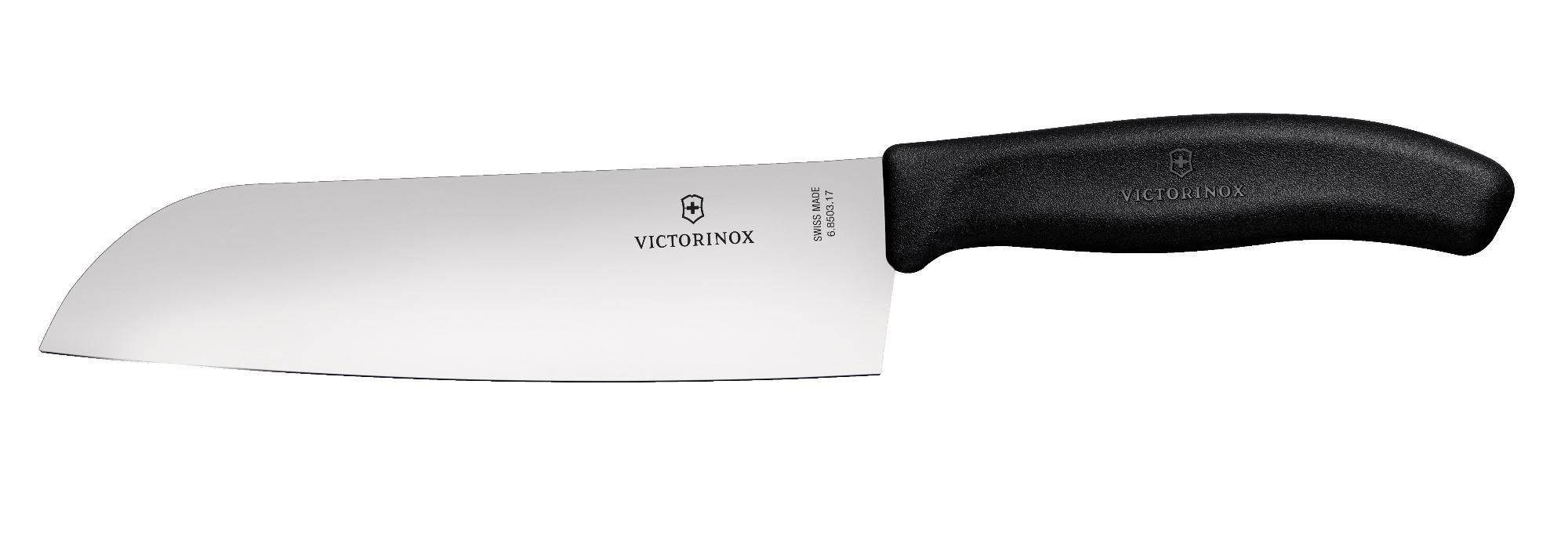 Nôž Santoku s guľatou ocieľkou, Victorinox, Čierna, (L)298mm