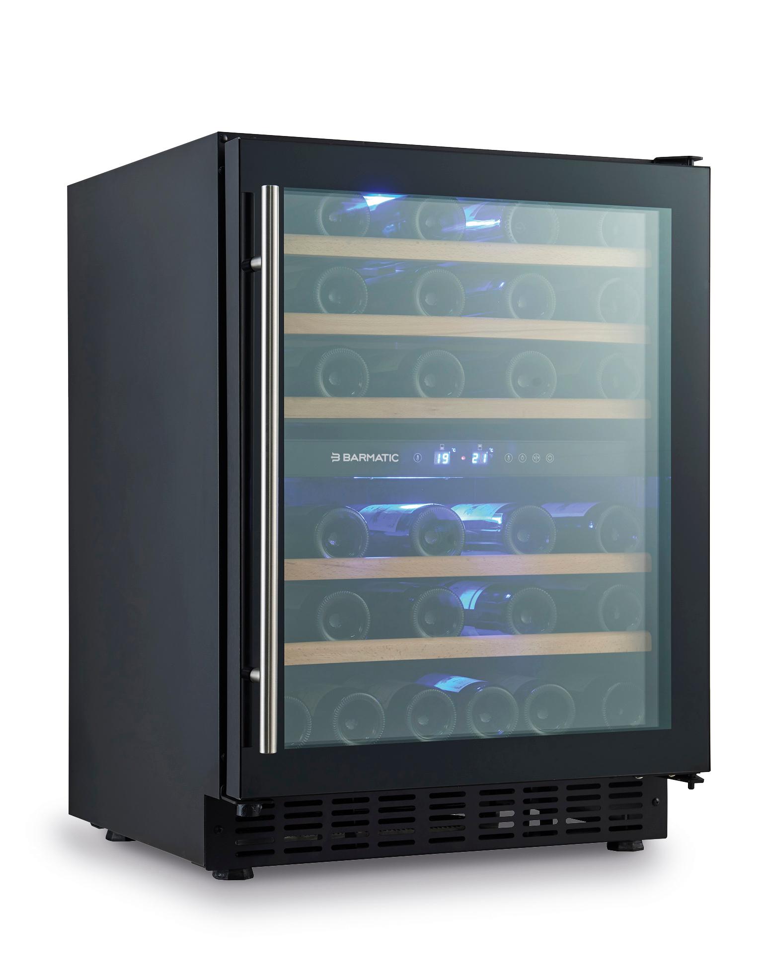 Dual zone wine refrigerator, 133 l, glass door, 595x588x(h)820mm