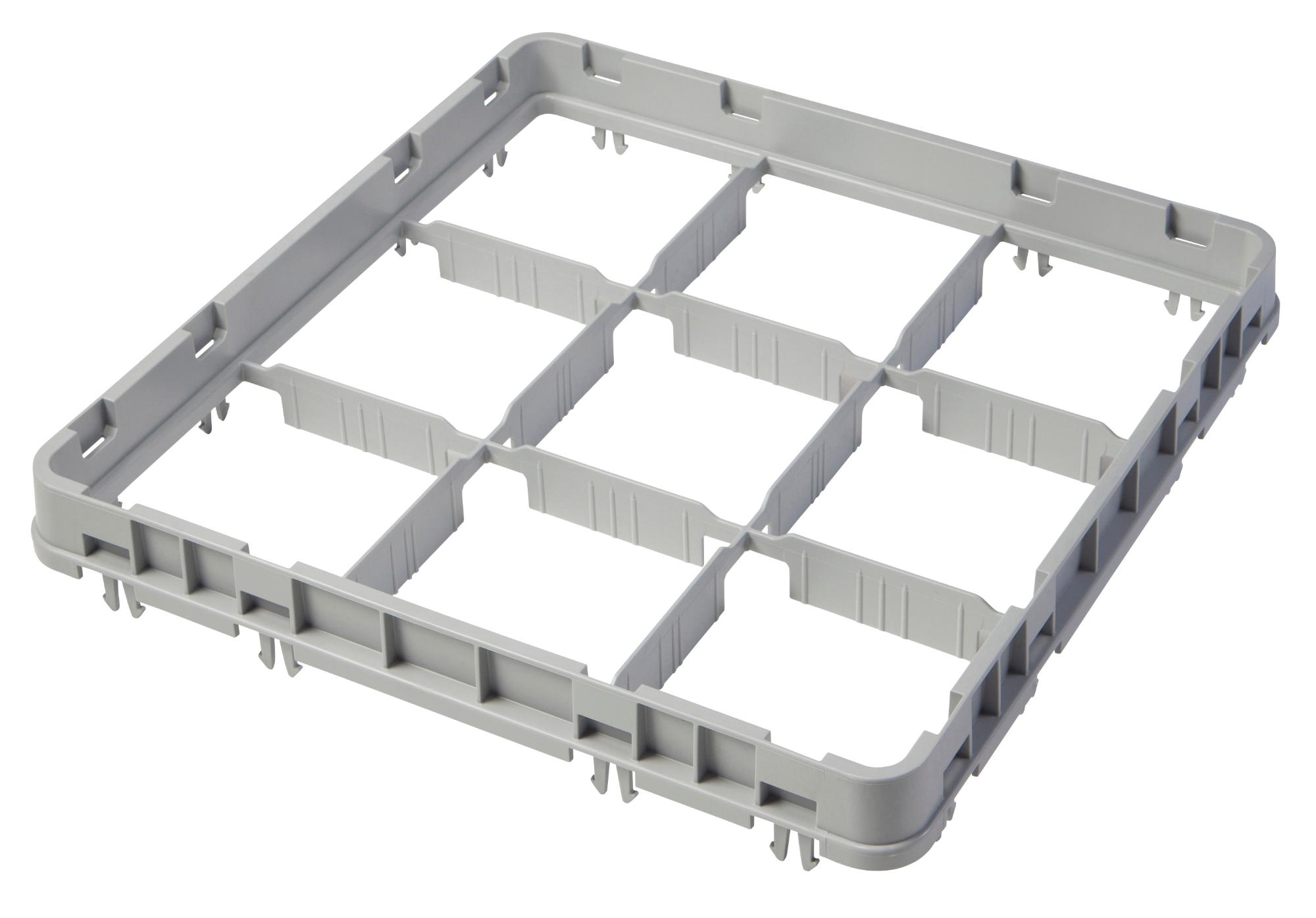 Half drop rack extender 500×500 mm grey, E2 model, 9 compartment