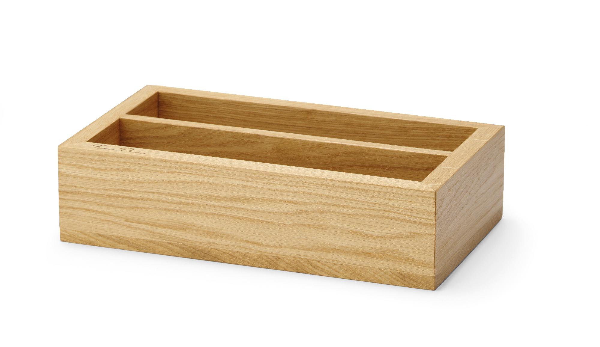 Madeira oak two-section cutlery box, 275x165x60mm