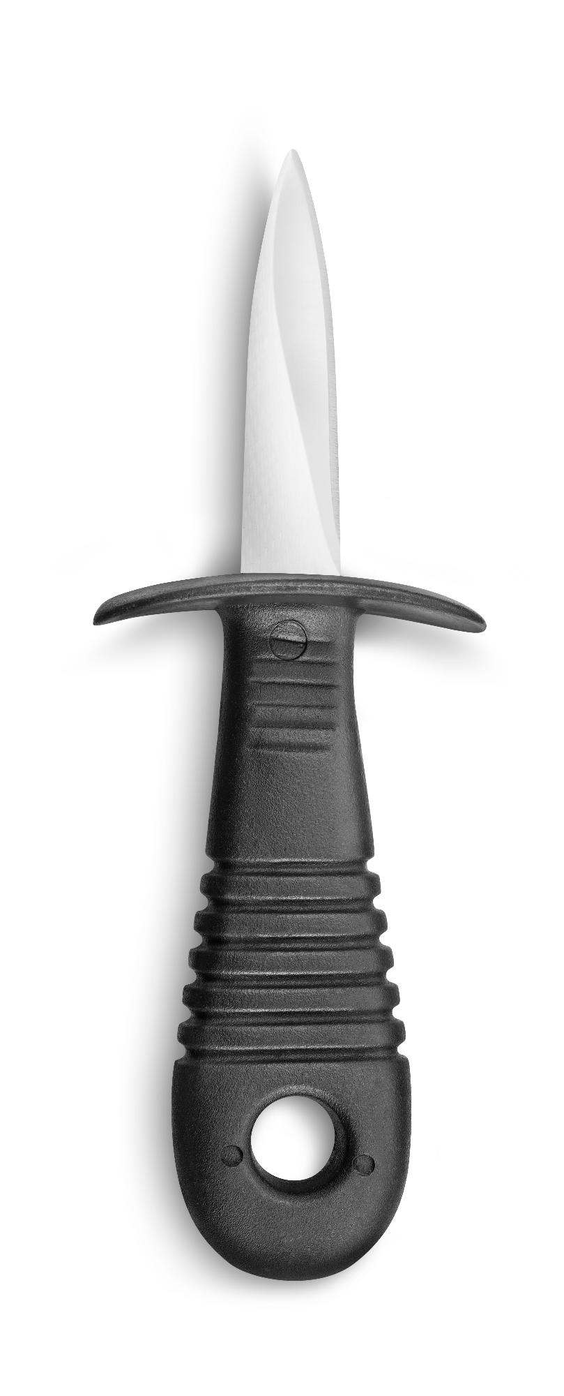 Oyster knife with guard, molded