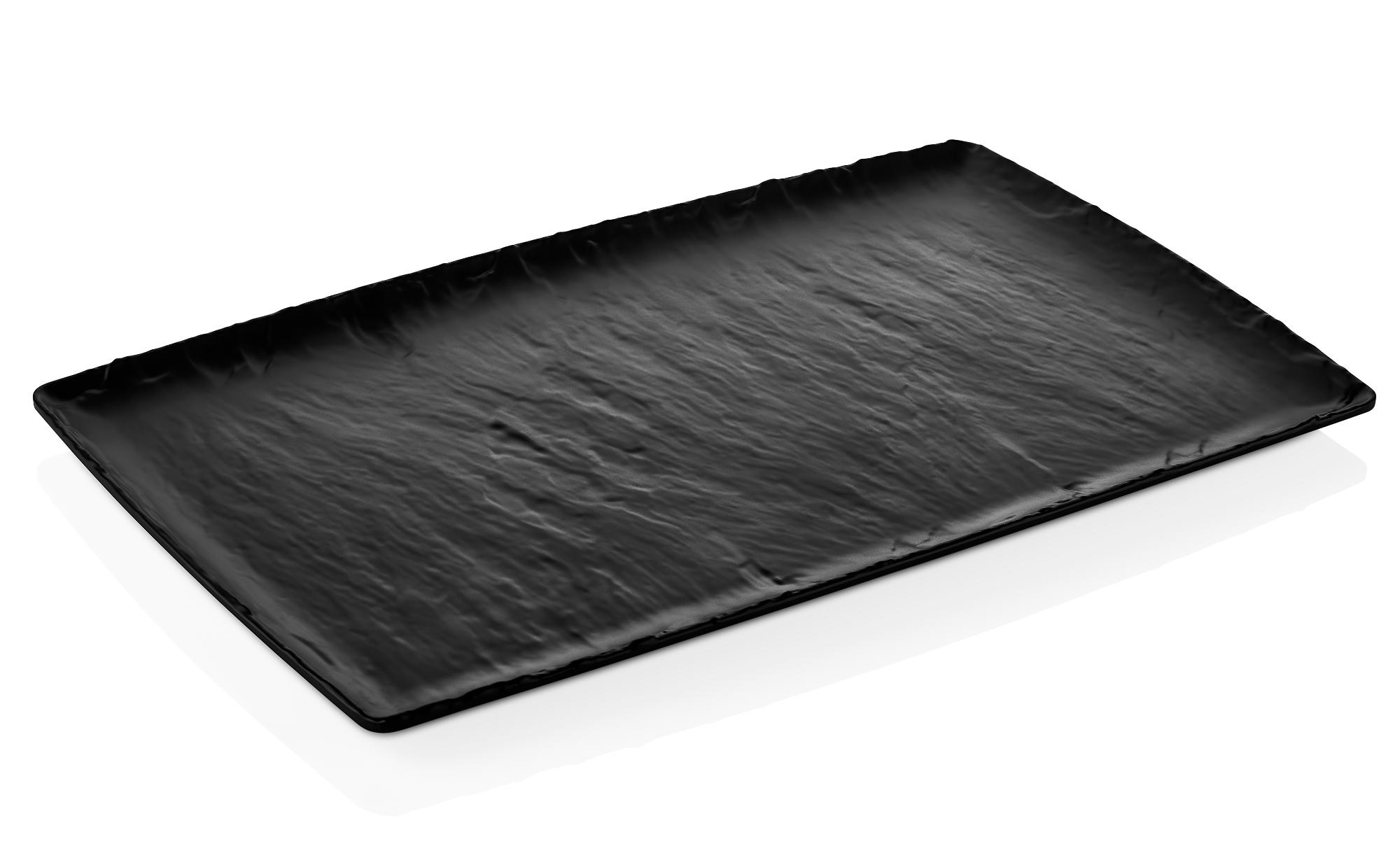 Rock melamine dish, black, GN 1/2, 530x325mm