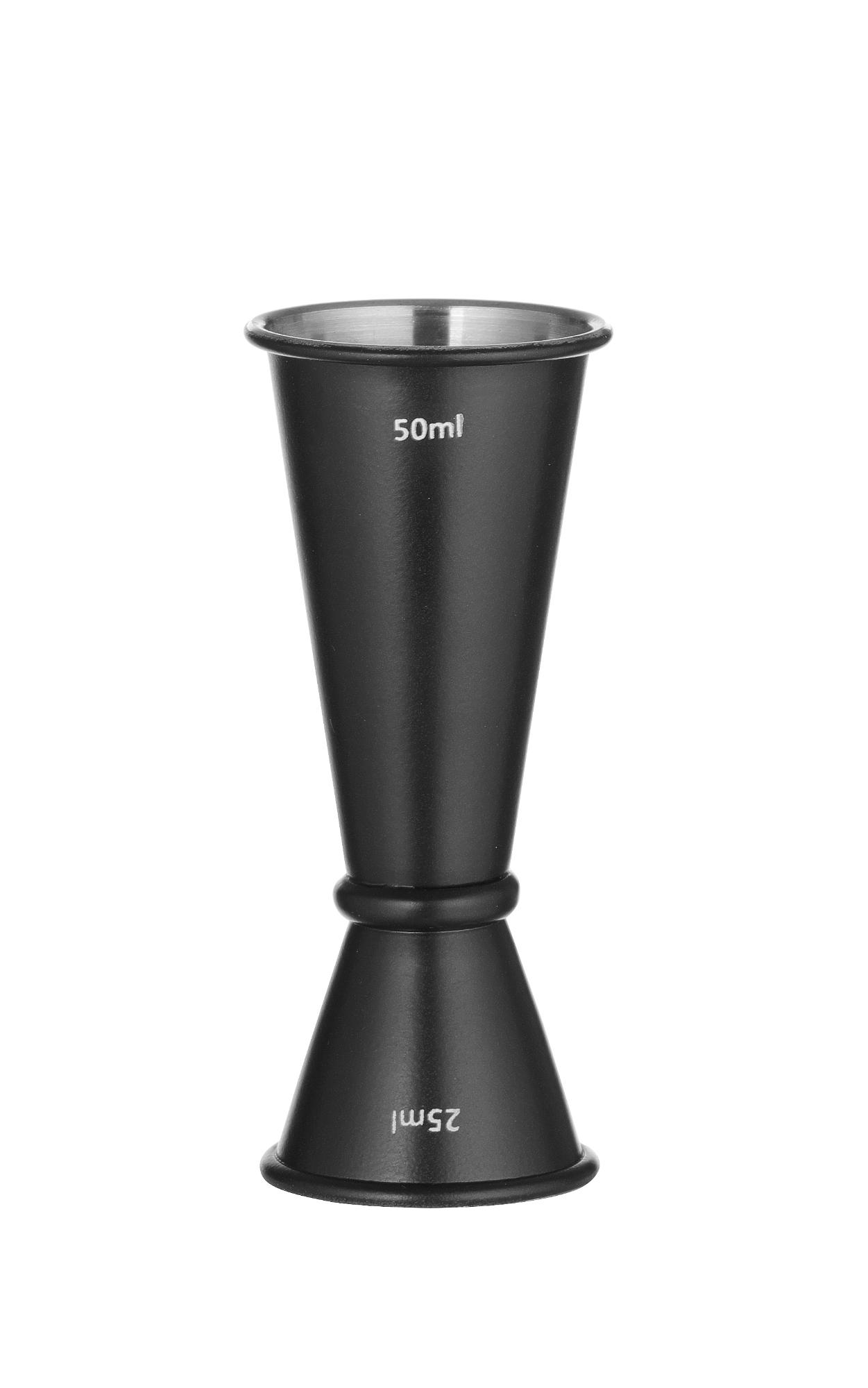 Barmanská mierka - jigger 25/50 ml, BarUp, Čierna, ⌀45x(H)110mm