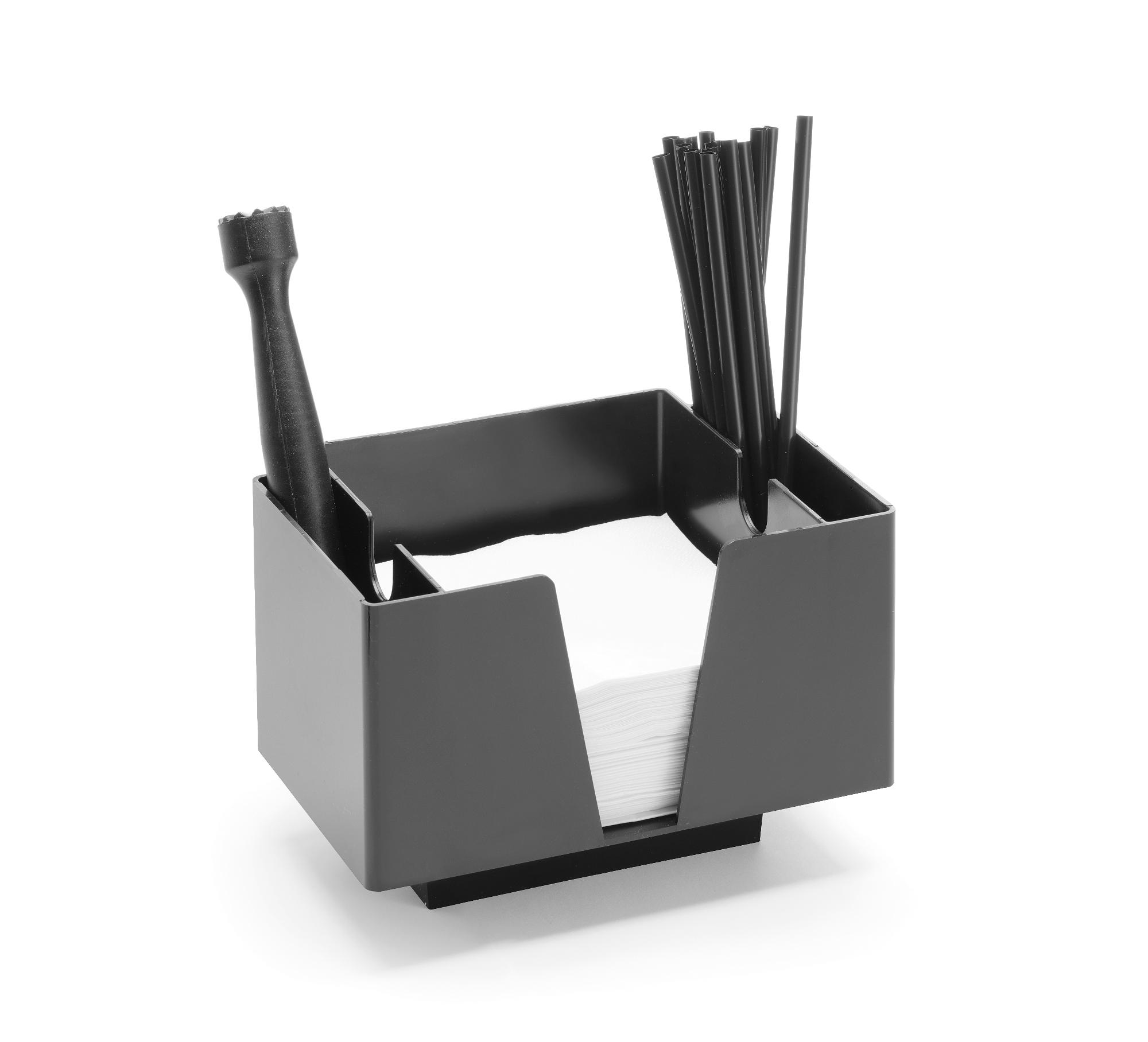 Napkin holder with 3 compartments, Bar up, Black, 193x143x(H)136mm