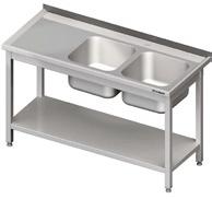 Umývací stôl s dvojdrezom a s policou  STALGAST  1200 x 700 x 850 mm