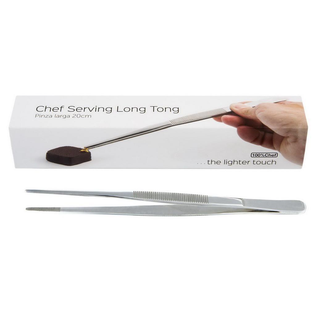 100% Chef Chef Serving Long Tongs (20cm) Retail Presentation Box 22x8x8cm